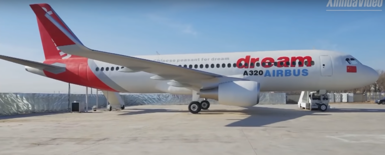 Chinese man builds full scale mock-up of Airbus A320 aircraft