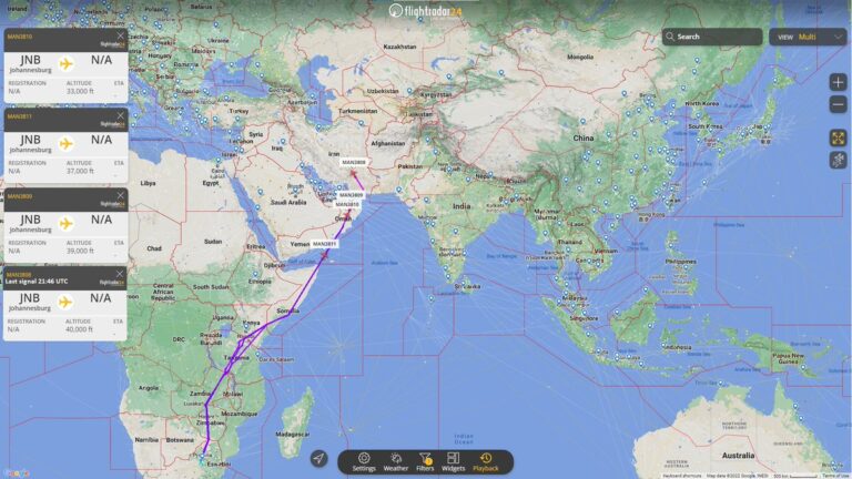 Four Airbus A340 aircraft registered in Burkina Faso flown at the same time to sanctioned Iran