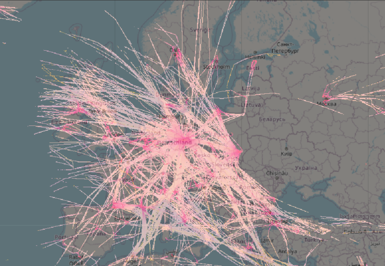 adsb.exposed Visualisatie van vliegroutes