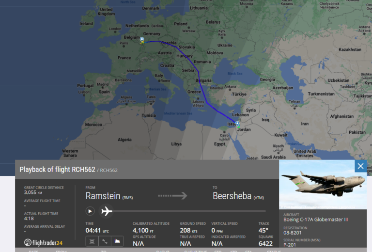 USAF transports weapons from Israel to Poland for final destination Ukraine