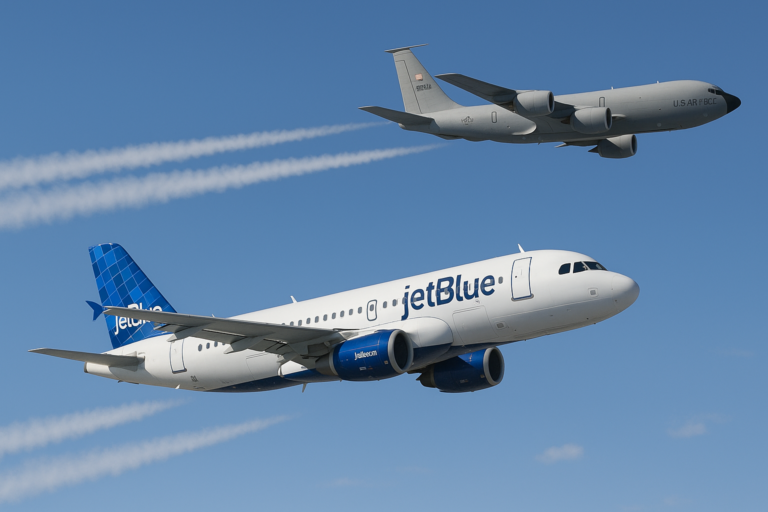 JetBlue JetBlue A320 Comes Within A Few Miles of U.S. Air Force Tanker in Caribbean Airspace. With audio.