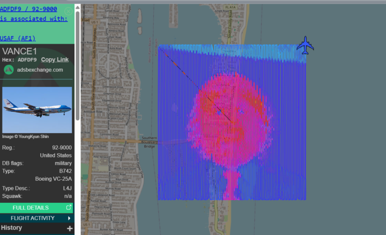 JD Vance Meme Drawn Across Flight-Tracking Maps